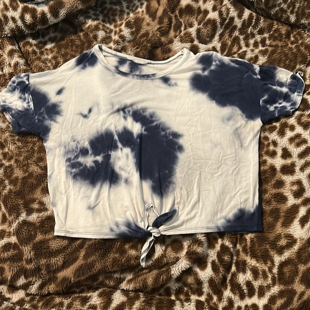 Blue and White Tie-Dye Top